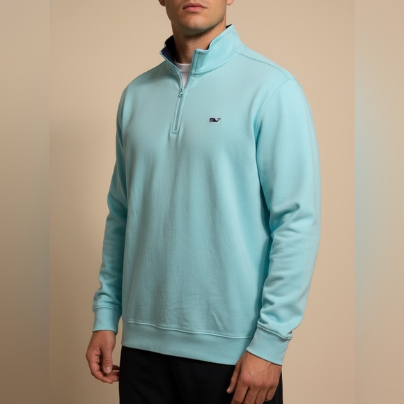 Vineyard Vines Men's Aqua Zip-Up Sweater